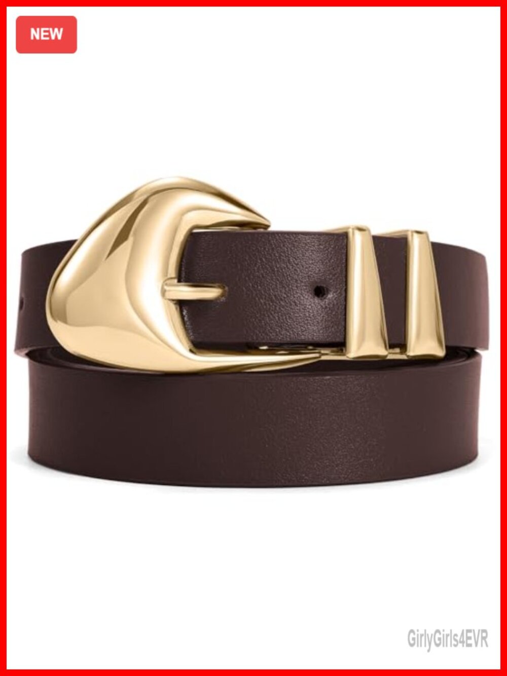 Women's Synthetic Leather Belt with Gold Buckle for Jeans Dress Pants